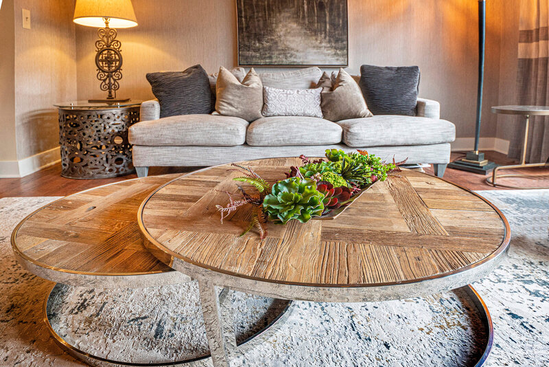 Unique accent coffee table in the living room