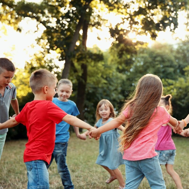 Kids comfortably playing in the park