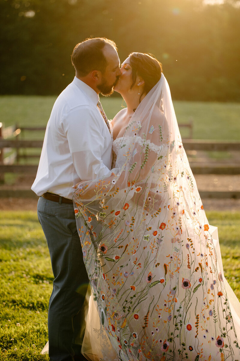 Newly married couple portraits during Golden light at Sassafras Ruins in the Berkshires