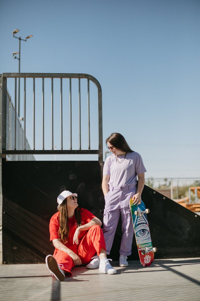 KP and Jessie at a skate park