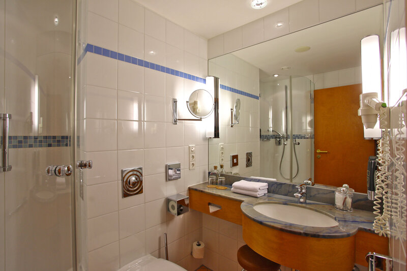 Ansicht des Badezimmers im Hotel Bernstein.