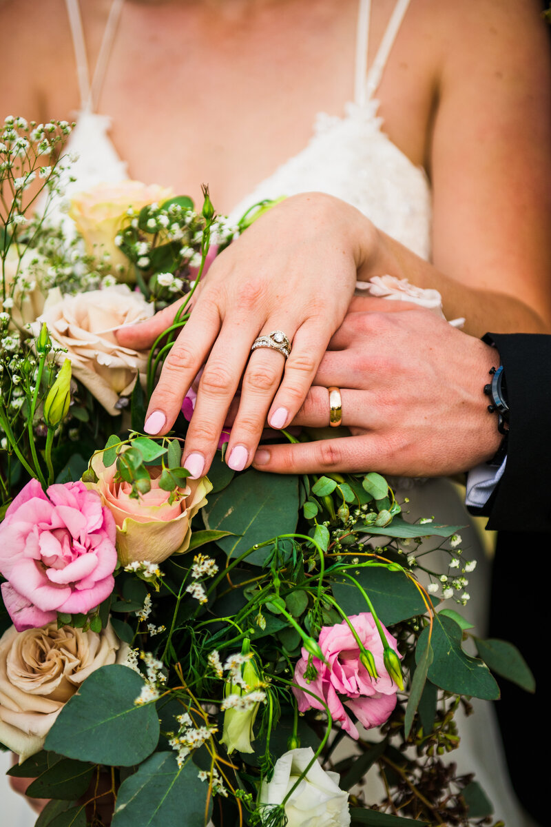 Julia Romano Photography Flagstaff wedding elopement rings florals bouquet bride groom
