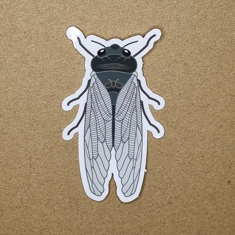 Celebrate the beauty of nature with this 75mm cicada sticker, featuring original artwork inspired by the intricate form of this iconic insect. Printed on durable, weatherproof vinyl and finished with a protective laminate, it’s designed to last—indoors or out. Perfect for decorating laptops, water bottles, notebooks, or outdoor gear, this sticker adds a touch of the wild wherever it's placed. Green Grocer cicada