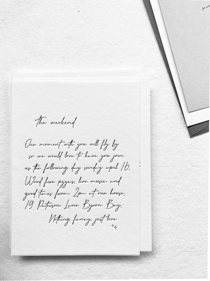 Madeline luxury handlettering style letterpress wedding details card