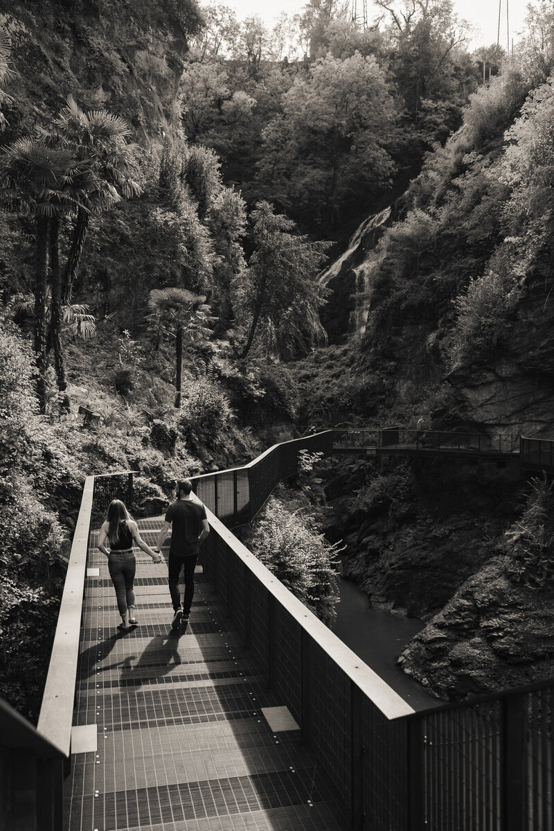 walking down a path in Italy in Lake Como