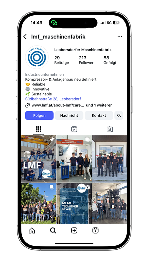 Instagram Profil von lmf_maschinenfabrik - betreut von Alexandra Eisenberger von AXinsight