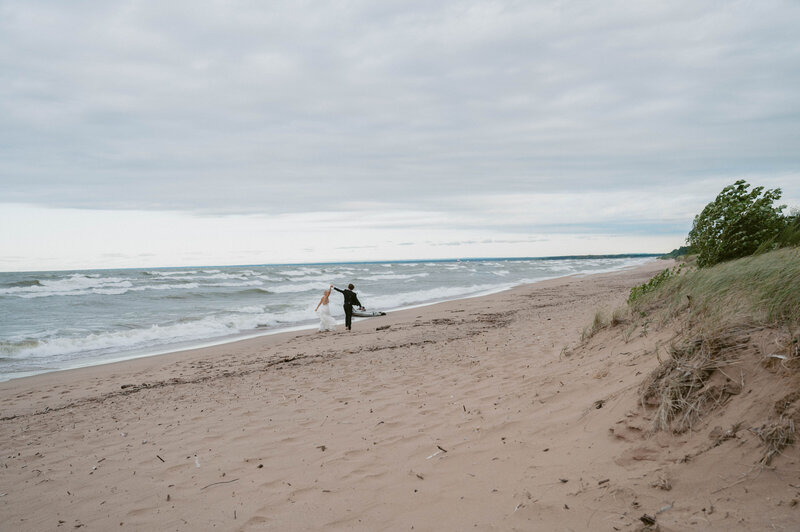 Couple strolling on the beach