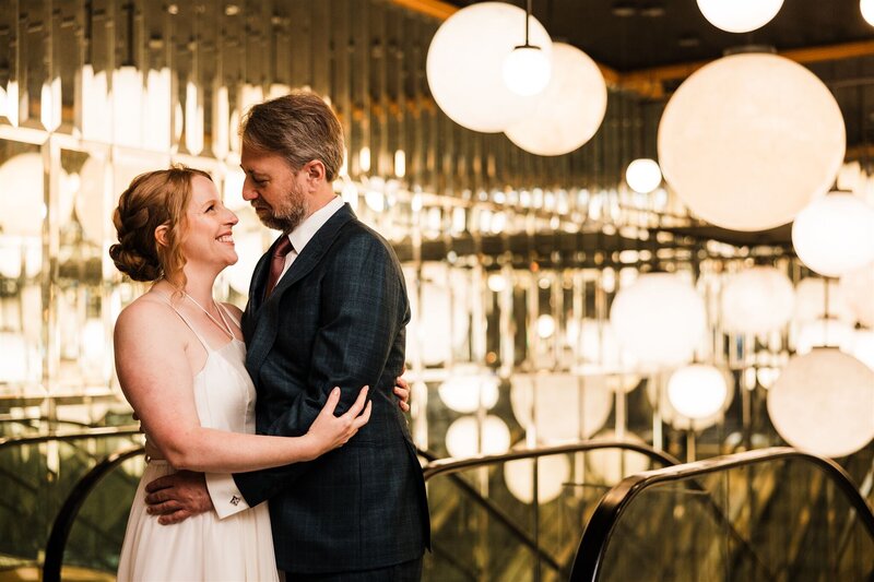 Bride and Groom at Fairmont hotel Seattle