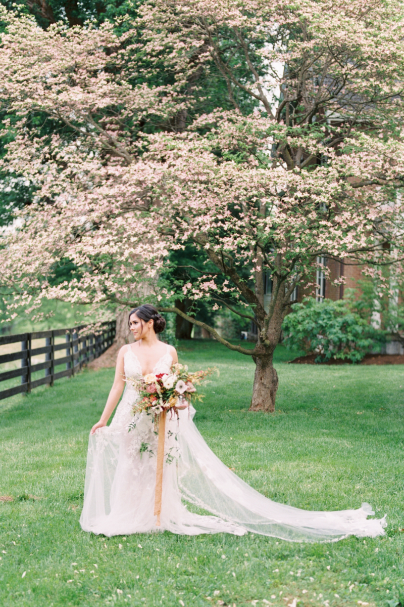 Warrenwood Manor - Kentucky Wedding Venue -Bride in Spring Blooms