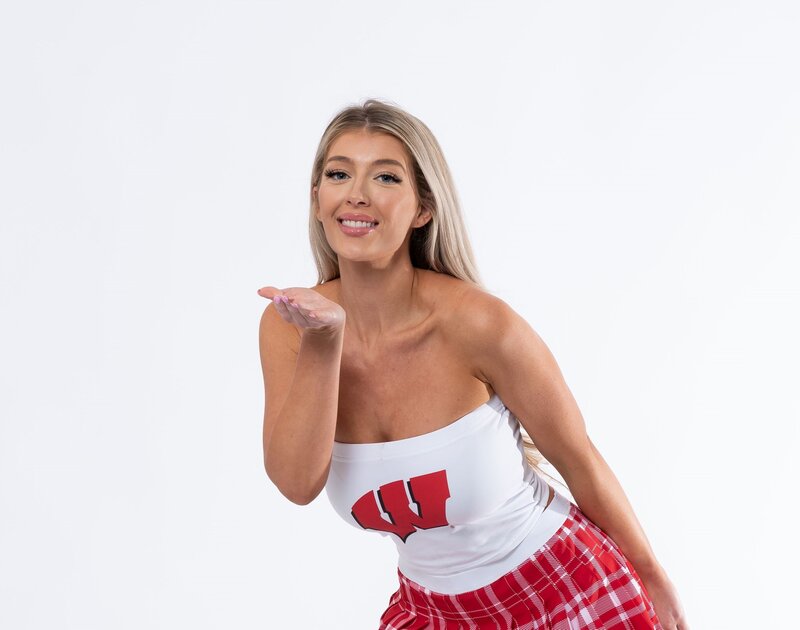 white tube top with college logo in the center
