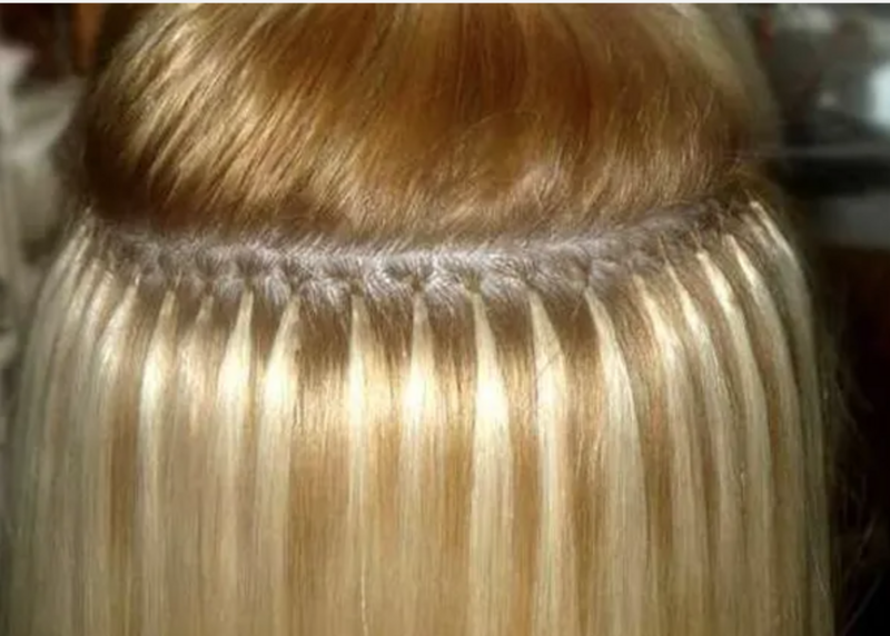 Keratin Fusion hair extensionts during process