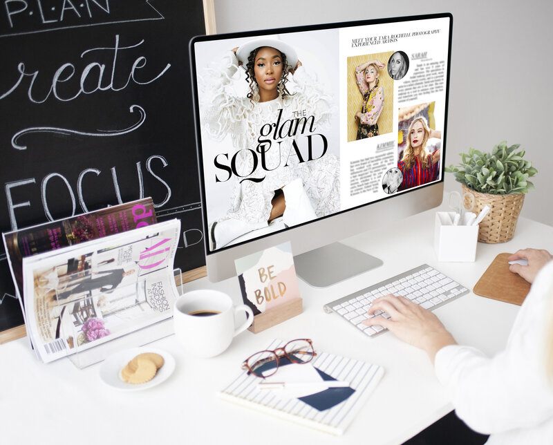bold and fashionable images on a desktop computer in an office setting