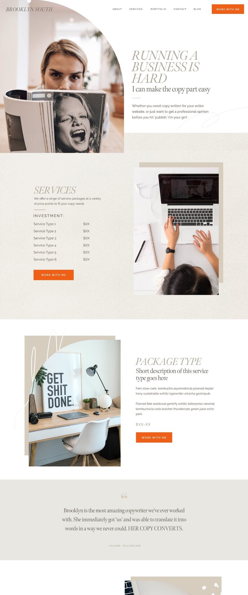 ShowIt Template for Creative Service Providers - Brooklyn South - Services Page