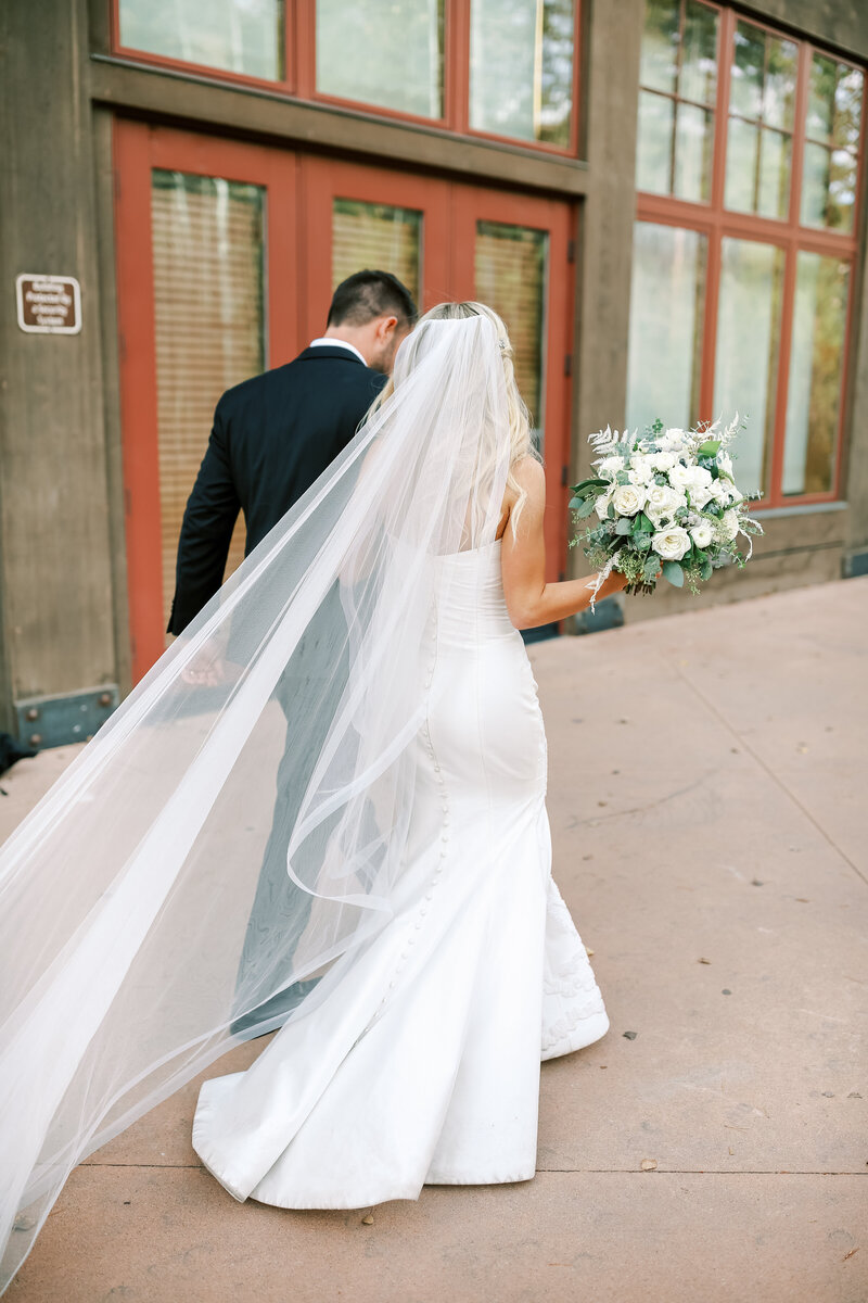 Bride and groom during recessional at their Donovan Pavilion wedding