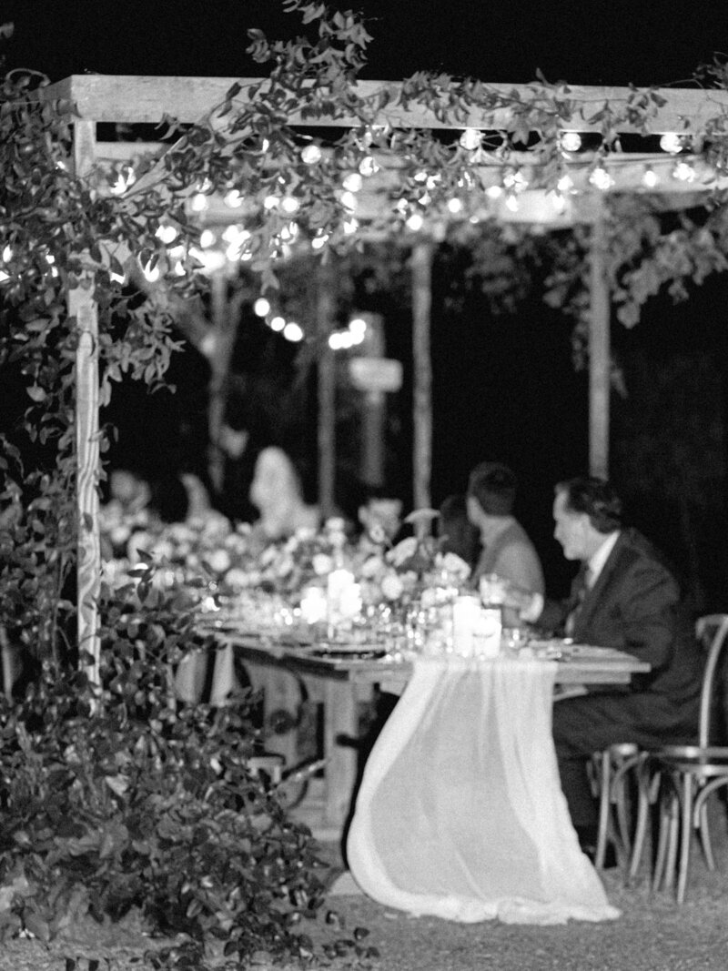 guests dining at wedding reception at abeja winery