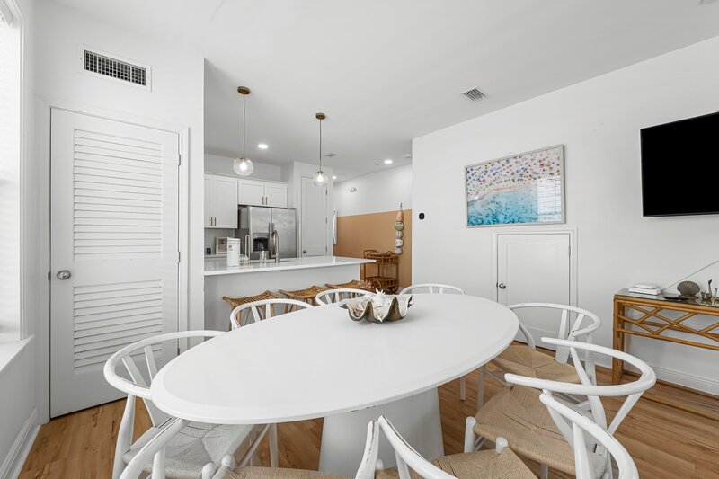 Spacious dining and kitchen space at Beach Cabana, a fun Panama City Beach vacation rental ideal for families and groups traveling to 30A and Destin.