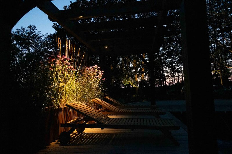Esquisse d'un jardin arboré donnant sur une maison