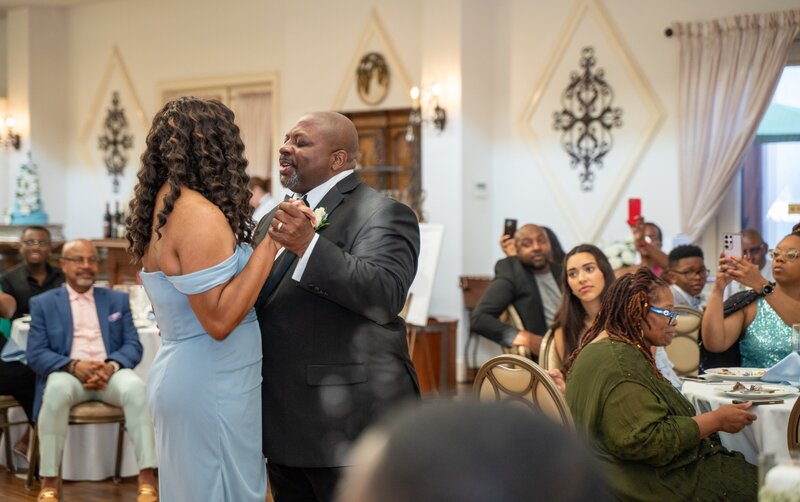 Father of the bride dances with his daughter at Potomac Point Winery