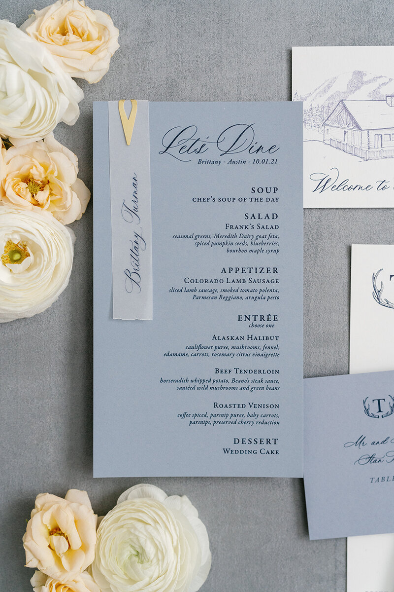 Custom Modern Wedding Menu