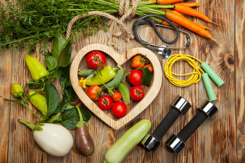 nutrition and exercise equipment with stethoscope