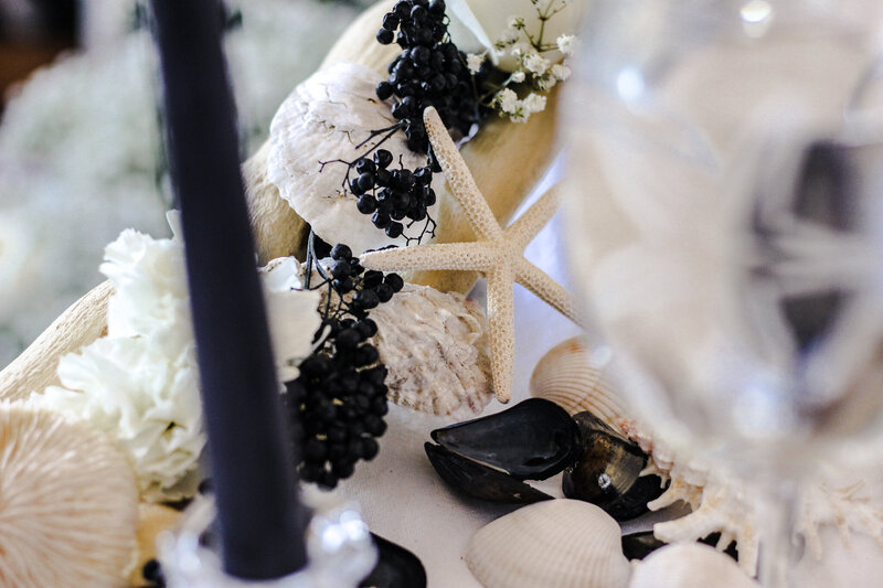 luxurious wedding decor black white coastal beach north carolina wedding planner