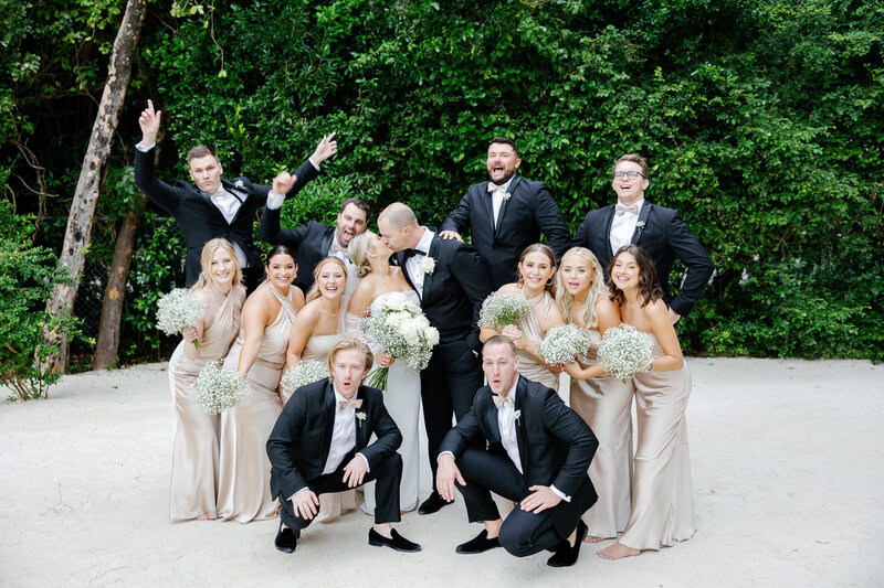 Fun bridal party photo at a Miami wedding captured by Claudia Amalia Photography, a top wedding photographer in Miami and the Florida Keys