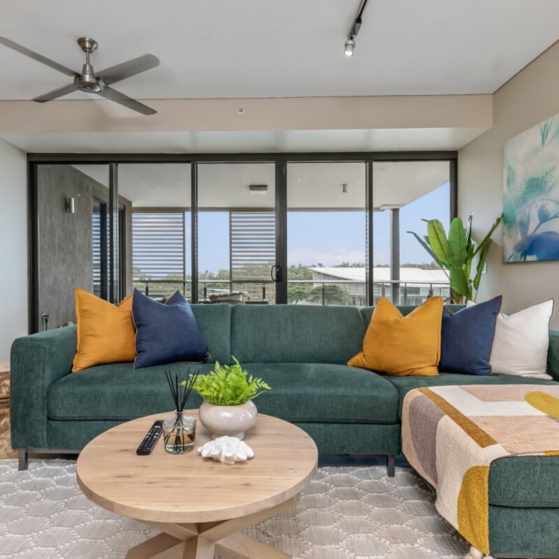 Modern living room in a luxury Darwin airbnb
