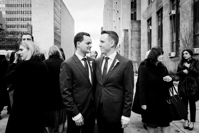 Two grooms on their wedding day
