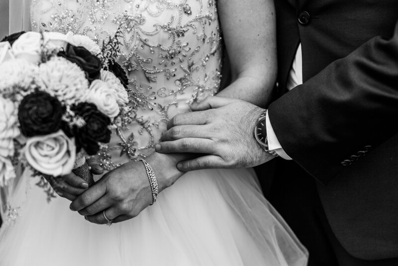 Close up of bride bouquet