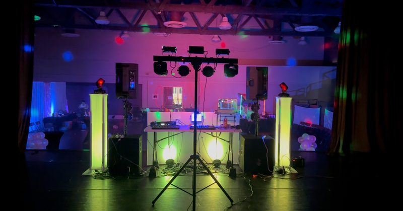 Vow and Vibe Wedding, Event, Club, and Party DJ Audio Equipment Setup at a Pride Dance in Montgomery Alabama. 