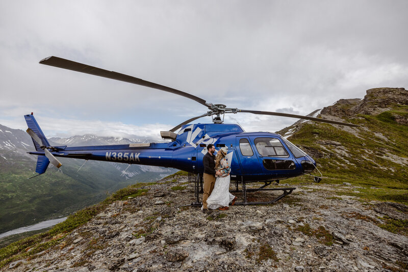 elope in Alaska by landing on a glacier with a helicopter