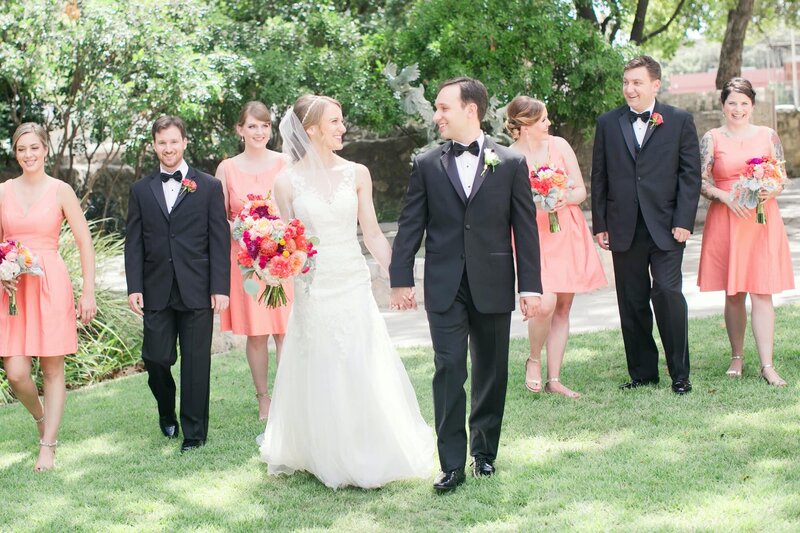 Bride and groom with wedding party