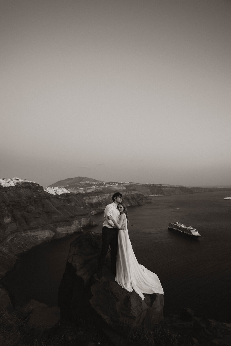 bride and groom portrait in Greece from a destination elopement photographer