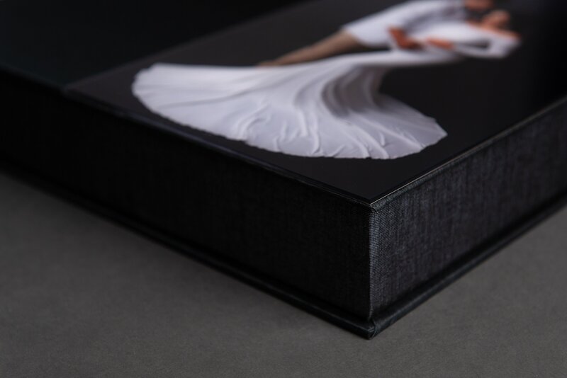 linen album box with acrylic cover