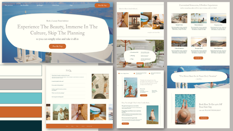 wesbite design display for a travel advisor