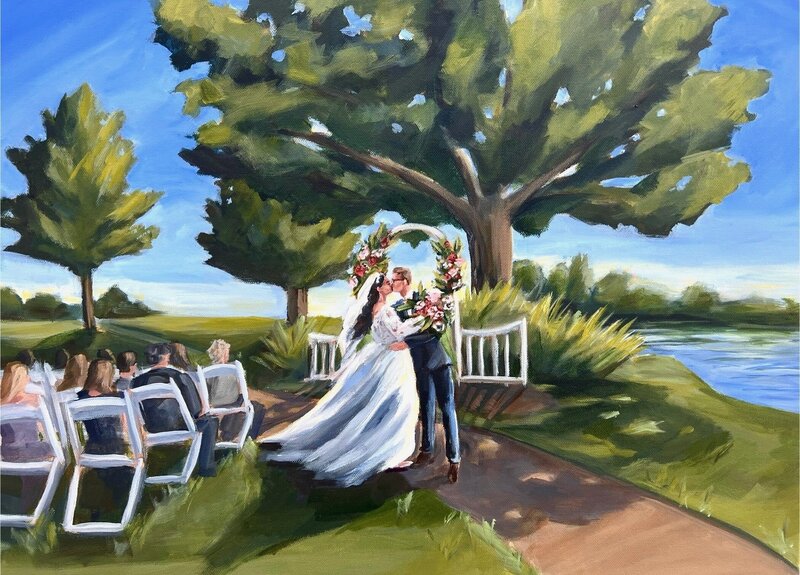 Bride and groom sharing vows
