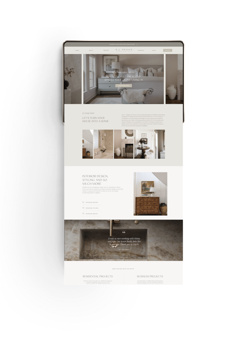 Showit website KJ Design Studio