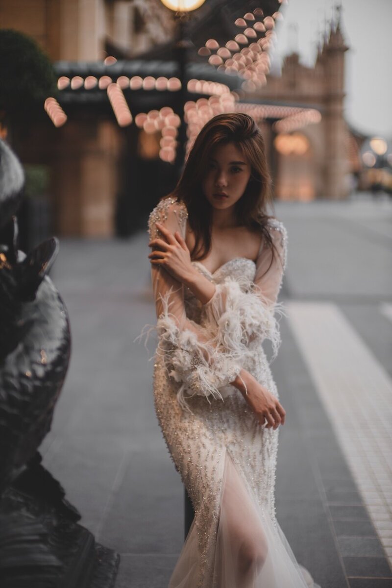 Bridal couture shoot in the streets of Macau.
