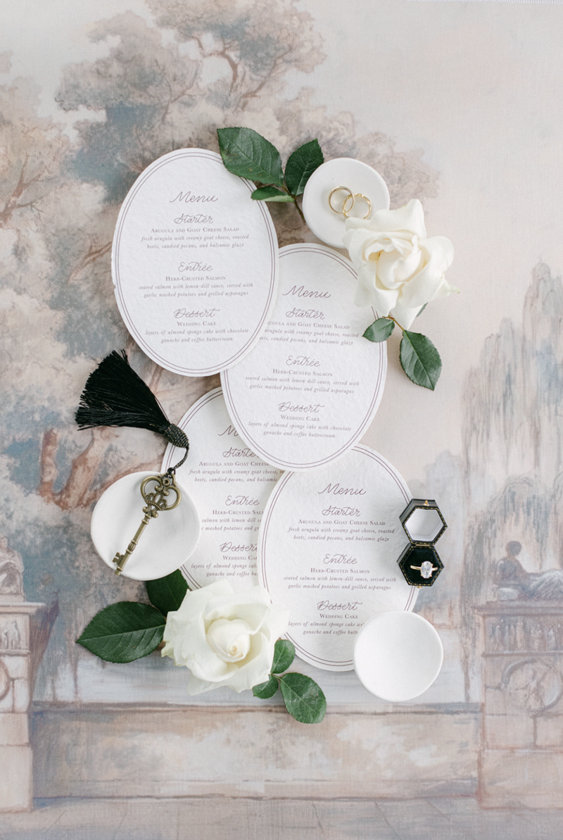 European linen mat for styling soft-toned wedding details and invitation suites