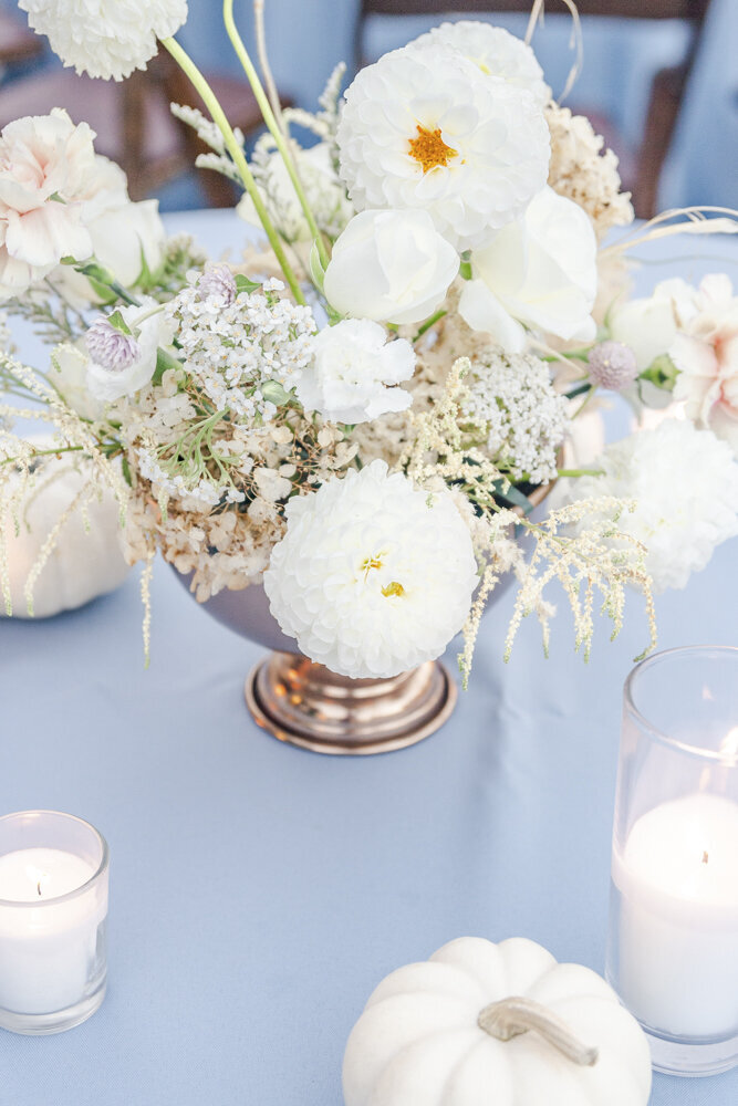 purple and white flower bouquet