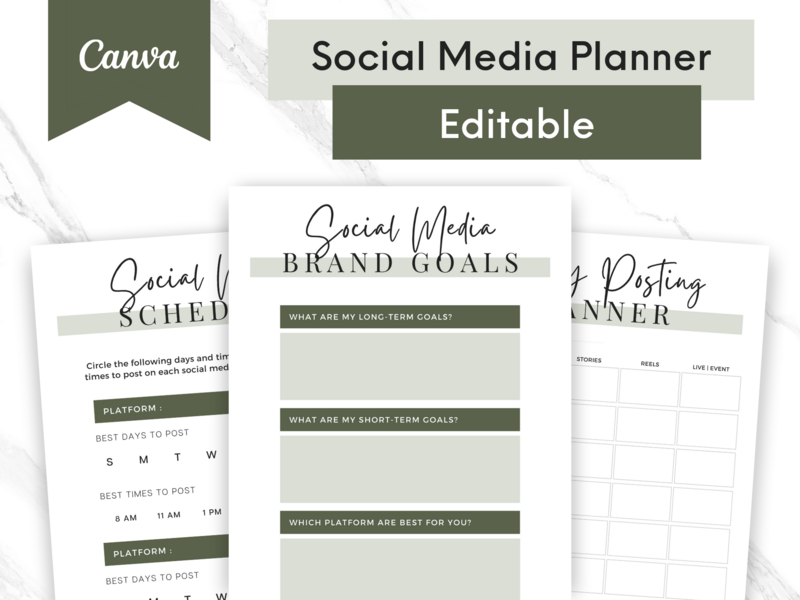 Digital Printable Plan Template - Marketing Planner, Instagram Planner - Facebook Planner - Studio Mommy