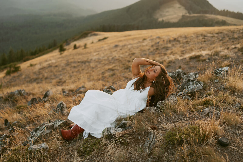 Corvallis, Oregon senior portrait of girl standing on dirt road