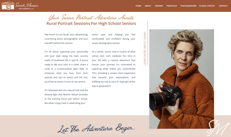 Screenshot of Sarah Monson Photography's website