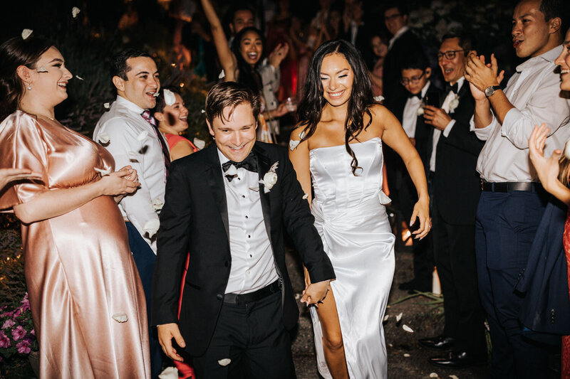 Bride and groom on their wedding party
