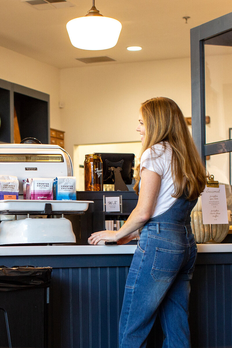 Visiting a local coffee shop to review on Google Business