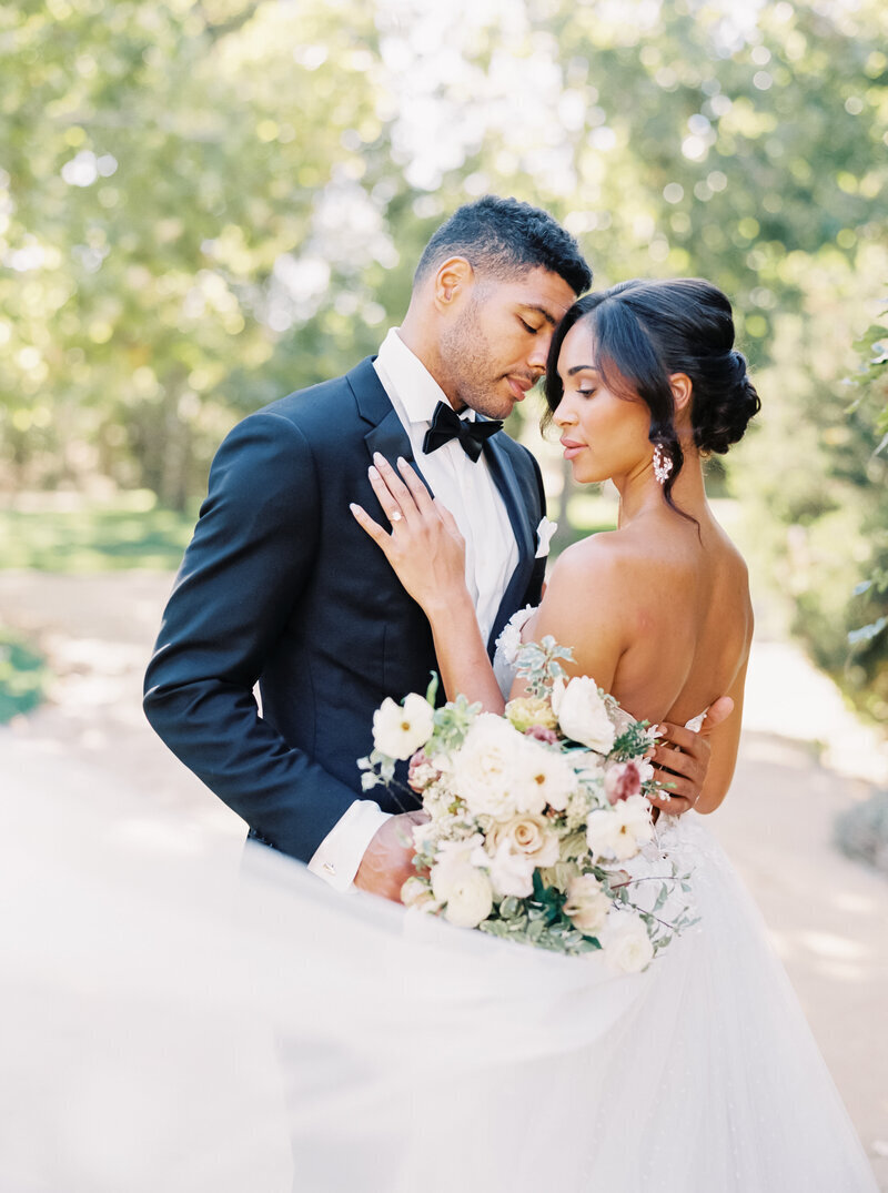 romantic wedding day photo with couple in Santa Barbara