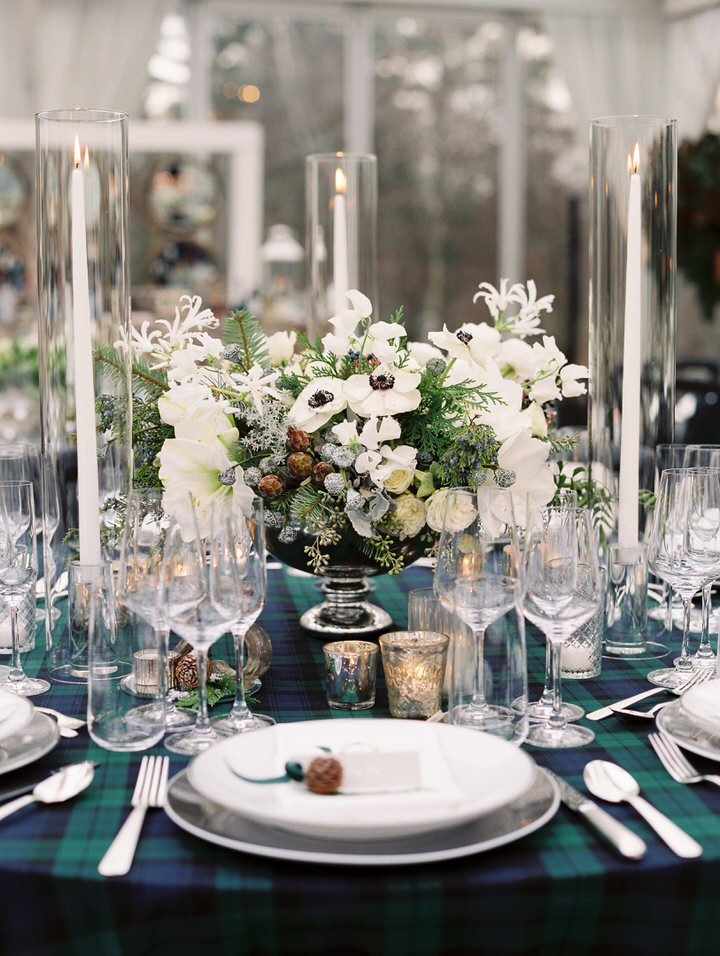 winter wedding table details