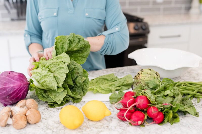 Amy chopping vegetables