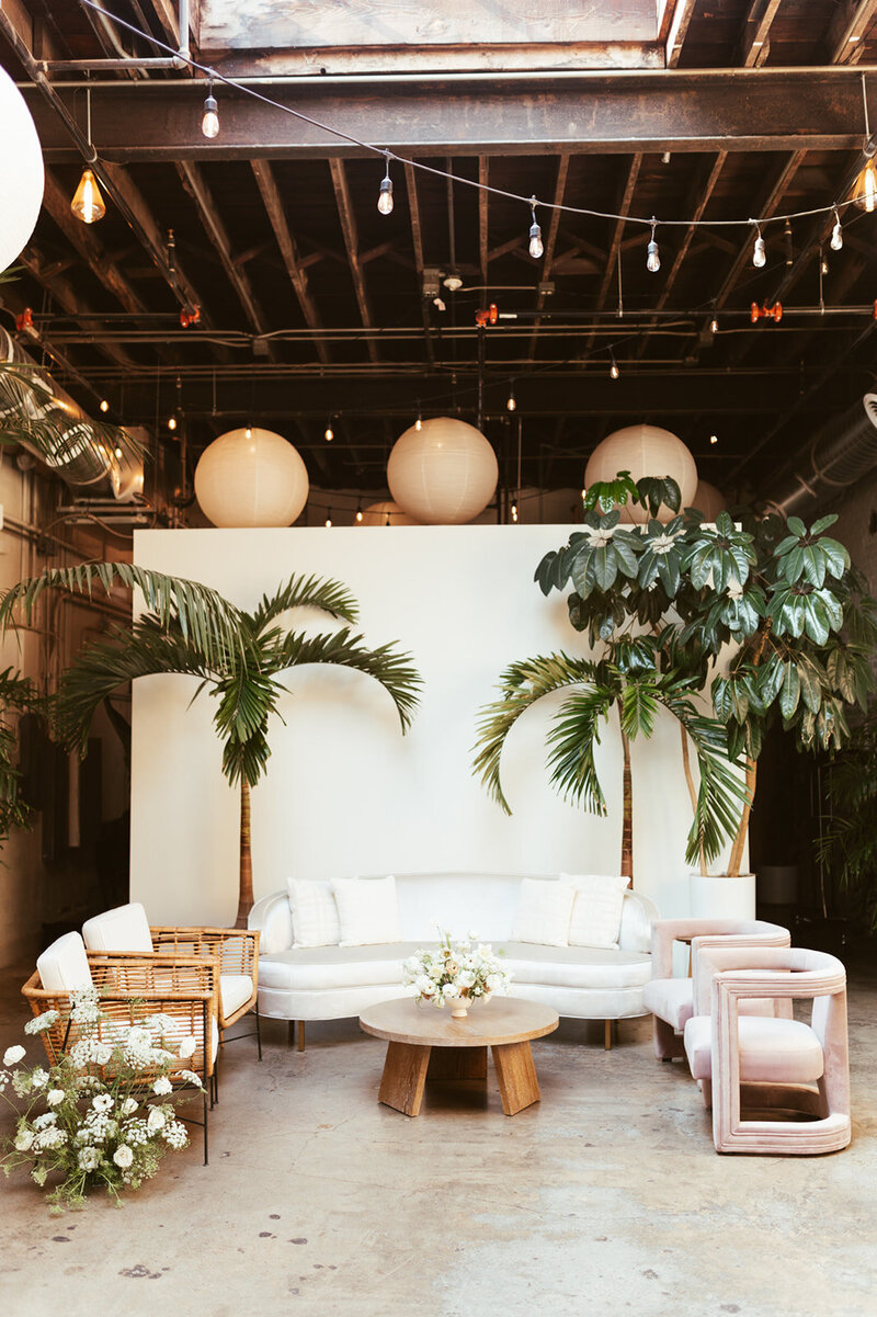natural neutral wedding lounge area