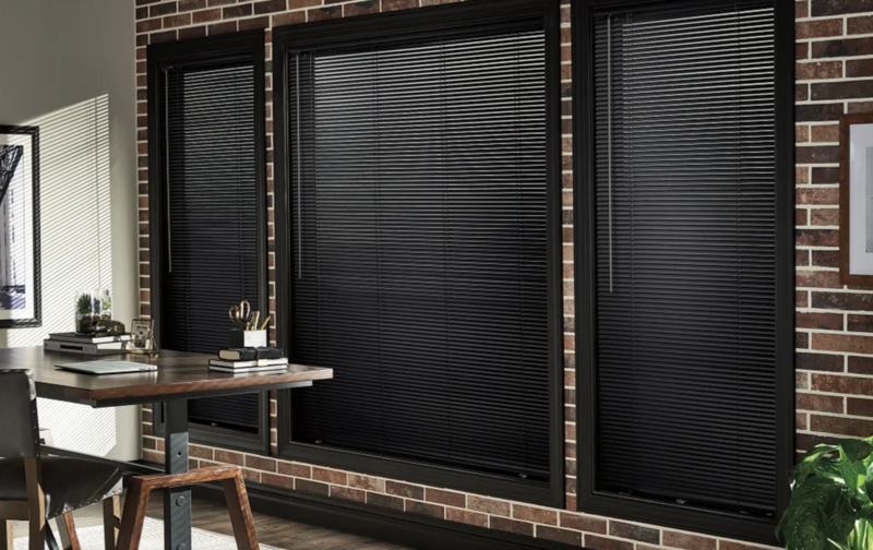 Black custom blinds office